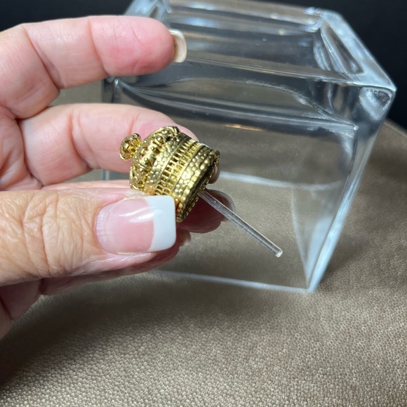 Miniature Czech Jeweled Gold Filigree Perfume Bottle with Dauber - Picture 7 of 9